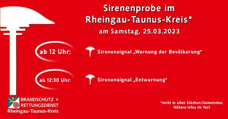 Sirenenfunktionsprobe ab 12:00Uhr am 25.03.2023